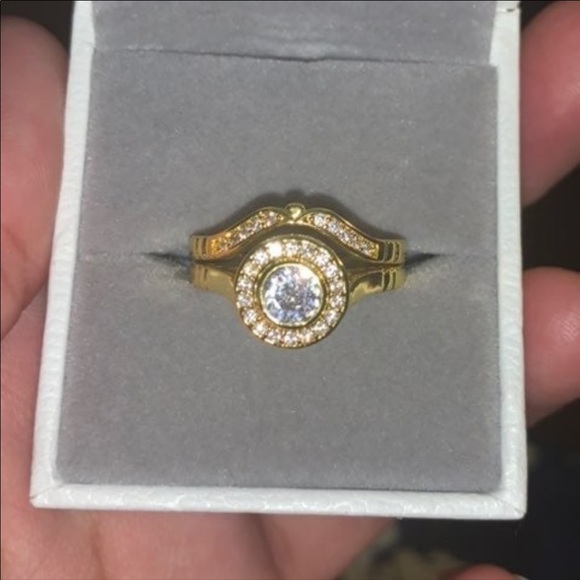 14k gold plated bridal ring set - Picture 2 of 12